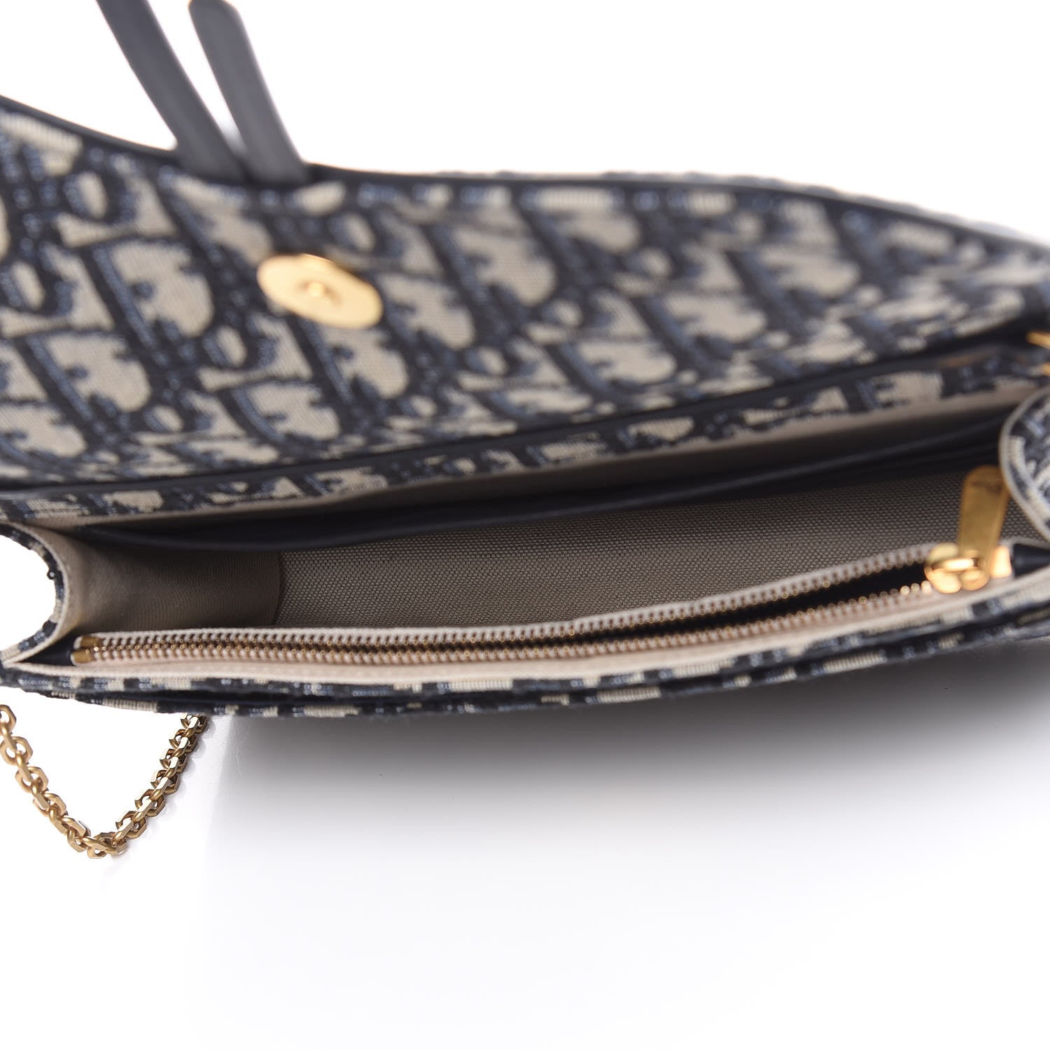 Christian Dior Oblique Saddle Chain Pouch Blue 5 of 9