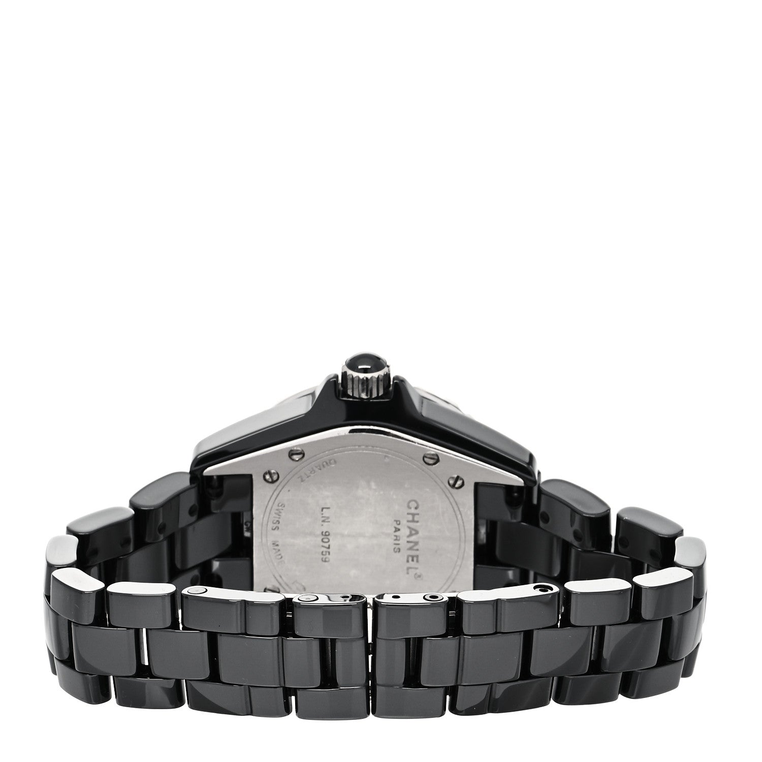 Chanel Stainless Steel Ceramic Diamond 33mm J12 Quartz Watch Black 3 of 4