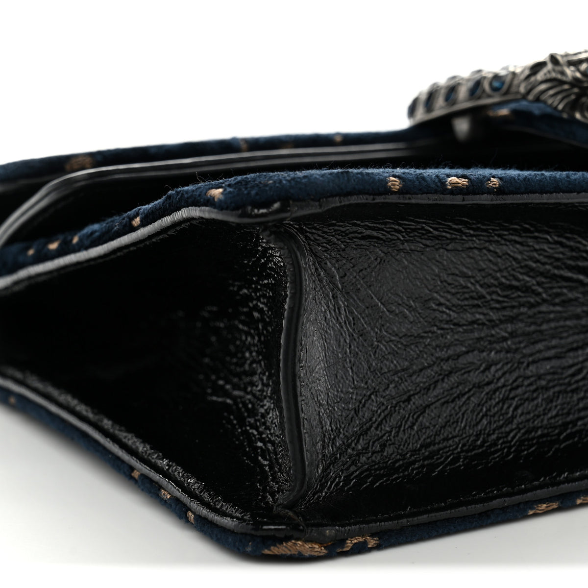 Gucci Velvet Skipper Crystal GG Monogram Small Dionysus Shoulder Bag Blue Beige Black 9 of 10
