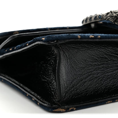 Gucci Velvet Skipper Crystal GG Monogram Small Dionysus Shoulder Bag Blue Beige Black 9 of 10