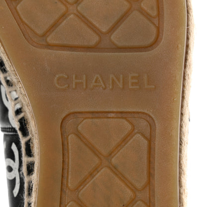 Chanel Lambskin Printed CC Espadrilles 37 Black White 8 of 10