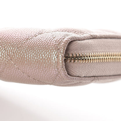 Chanel Iridescent Caviar Quilted Medium Zip Around Wallet Beige 9 of 11