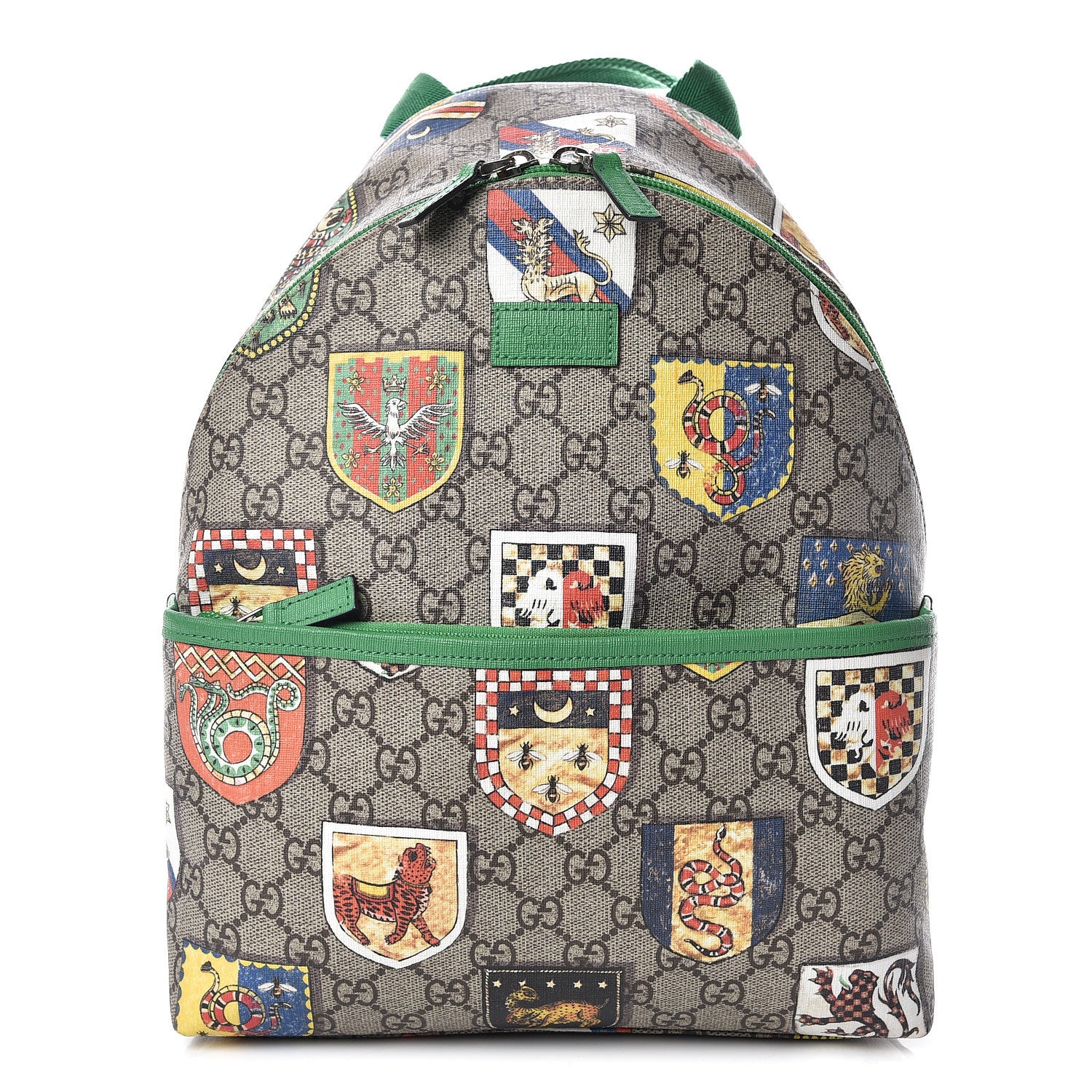 Gucci GG Supreme Monogram Children's Crests Backpack Green 1 of 14