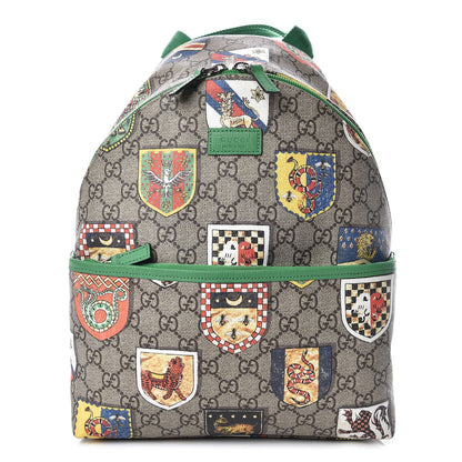 Gucci GG Supreme Monogram Children's Crests Backpack Green 1 of 14