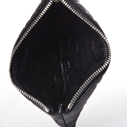 Chanel Goatskin Camellia Embossed Cosmetic Pouch Black 5 of 8