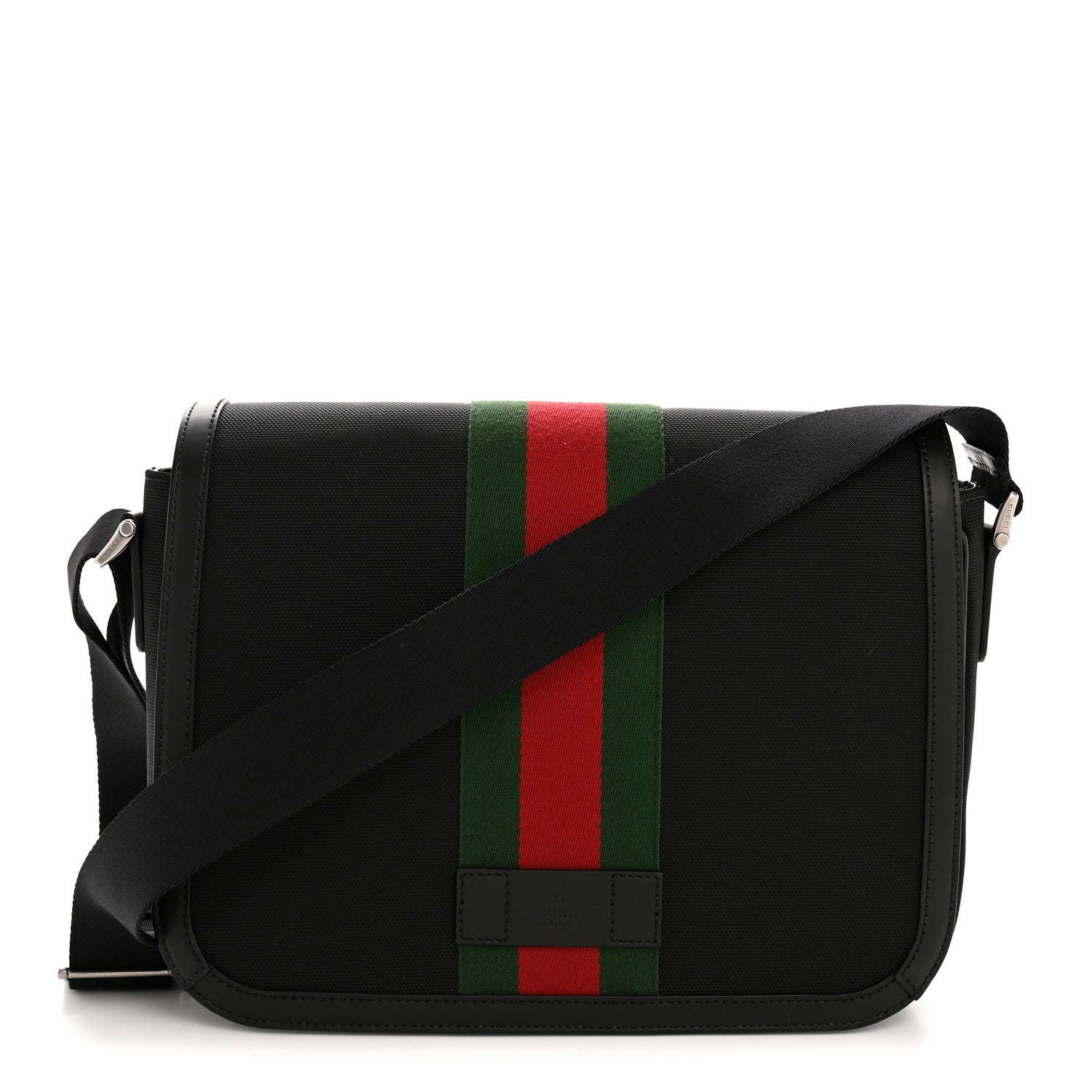 Gucci Techno Canvas Web Flap Messenger Bag Black 1 of 12