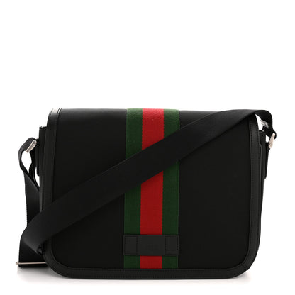 Gucci Techno Canvas Web Flap Messenger Bag Black 1 of 12