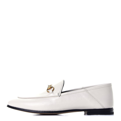 Gucci Lambskin Womens Brixton Horsebit Loafers 37.5 Mystic White 1 of 9
