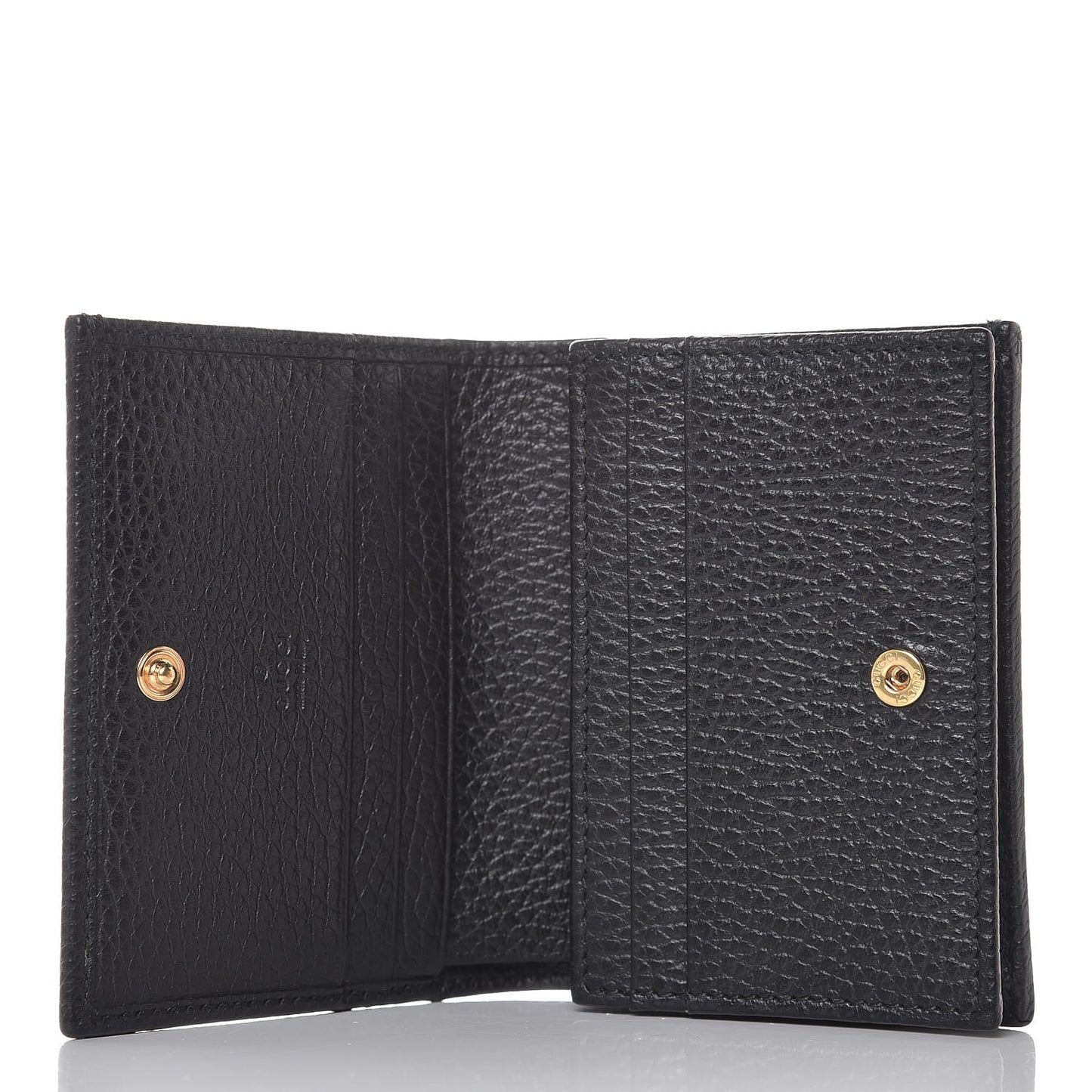 Pebbled Calfskin GG Marmont Card Case Black