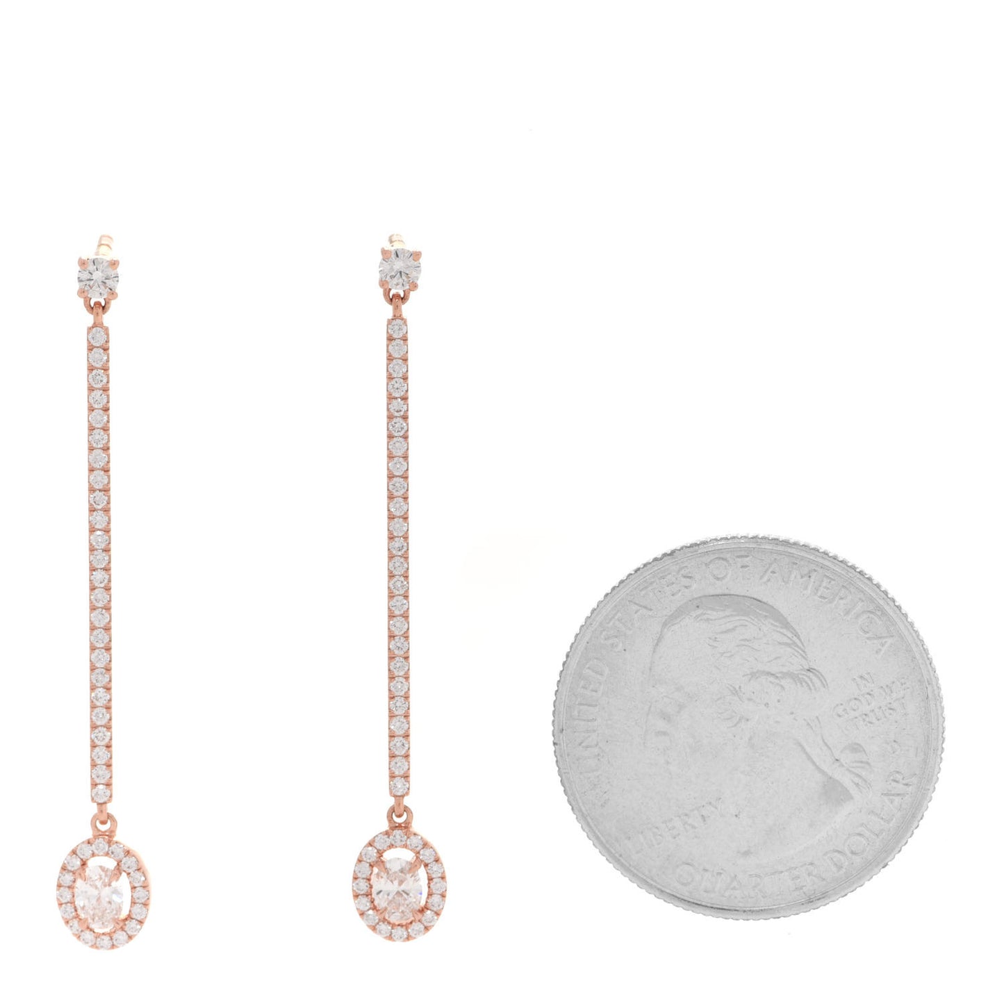 18K Rose Gold Diamond Glam Azone Oval Drop Earrings