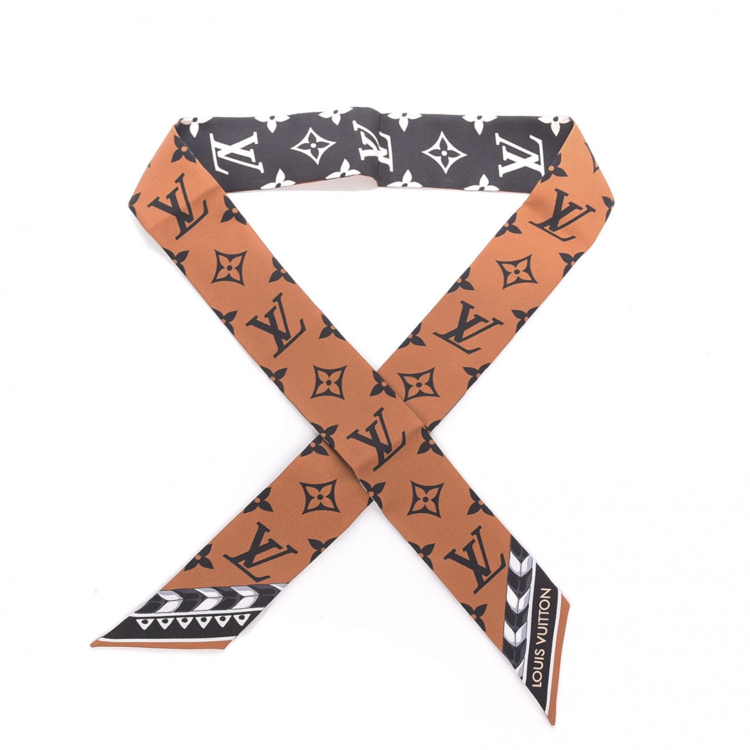 Louis Vuitton Silk Monogram Crafty Bandeau Caramel Black 1 of 4