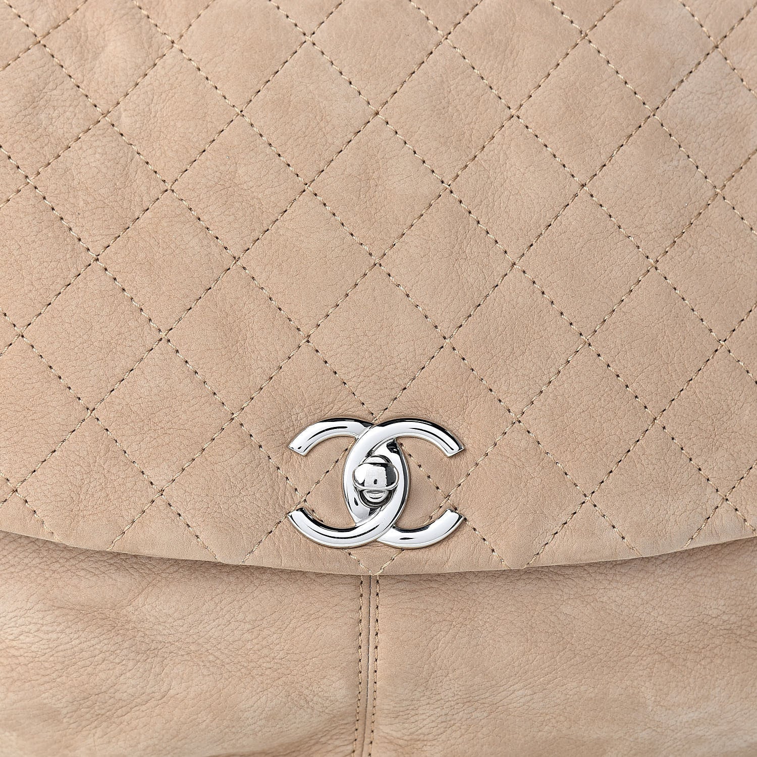 Chanel Suede Quilted Large Trianon Messenger Flap Beige 8 of 11