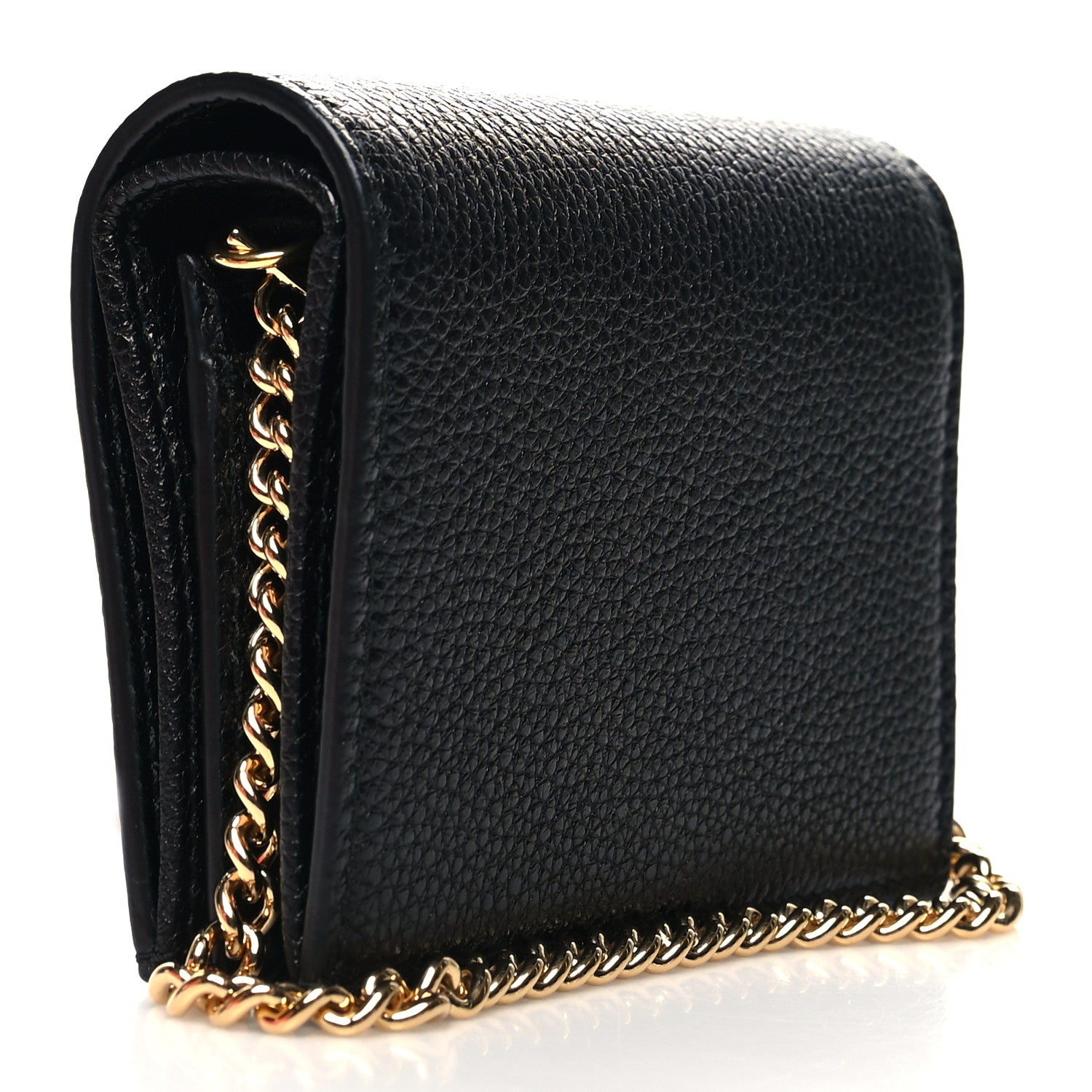 Gucci Grainy Calfskin Zumi Chain Card Case Wallet Black 3 of 10