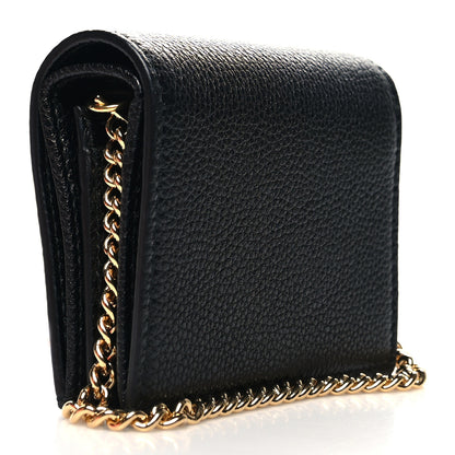 Gucci Grainy Calfskin Zumi Chain Card Case Wallet Black 3 of 10