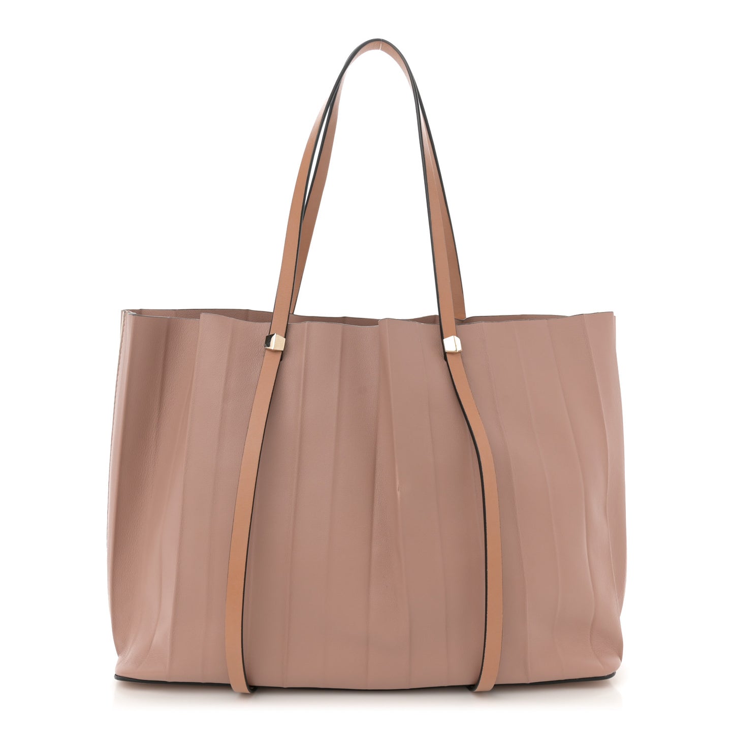 Calfskin Pleated Tote Dusty Rose