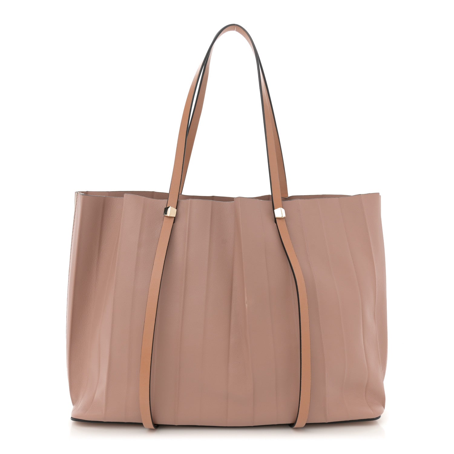 Valentino Garavani Calfskin Pleated Tote Dusty Rose 1 of 12