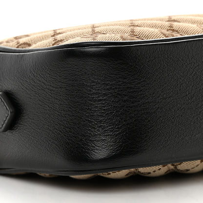 Gucci Monogram Matelasse Diagonal Small GG Marmont Chain Shoulder Bag Beige Black 9 of 15