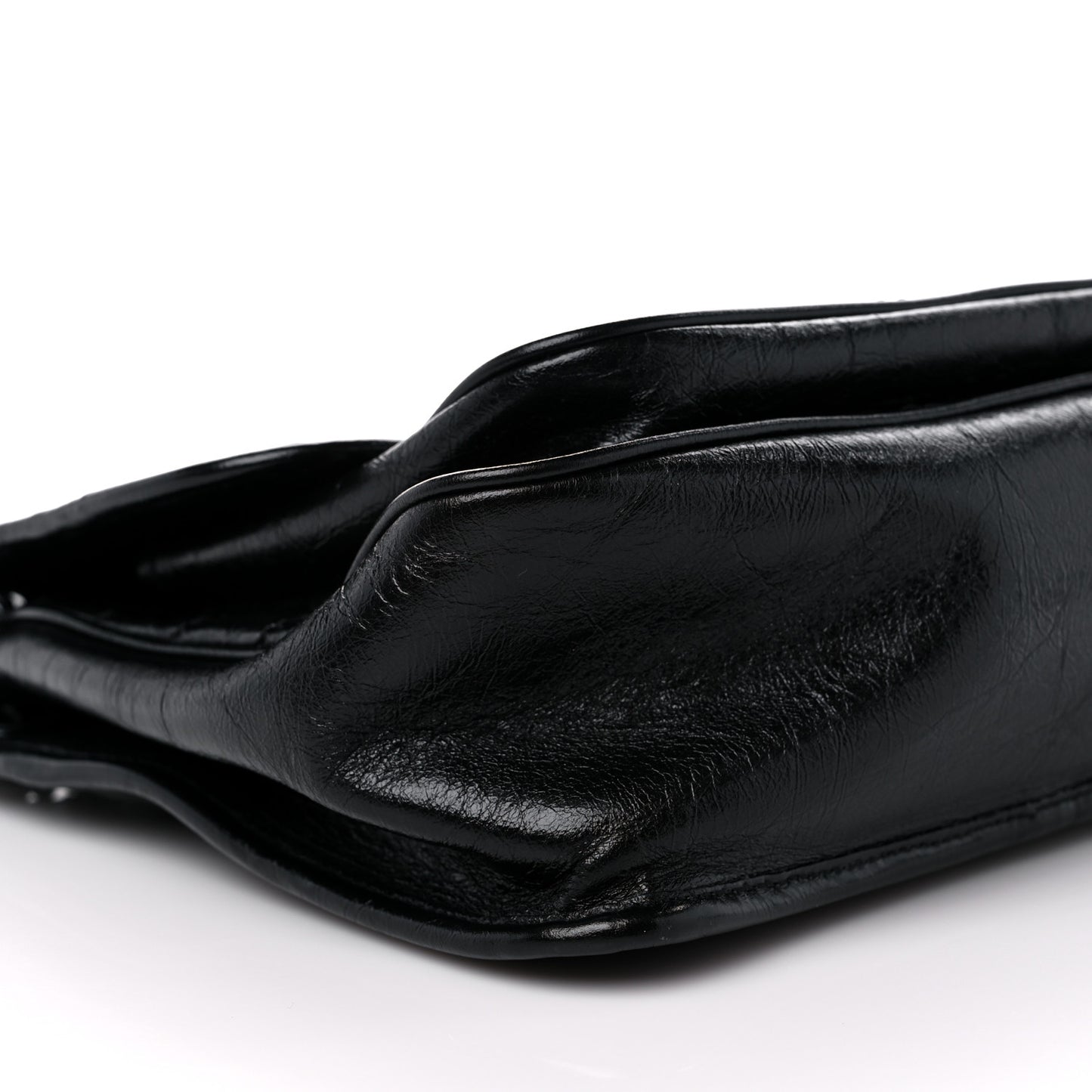 Crinkled Calfskin Matelasse Monogram Medium Niki Chain Satchel Black