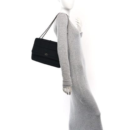 Chanel Wool Jumbo Chocolate Bar Mademoiselle Flap Black 2 of 10