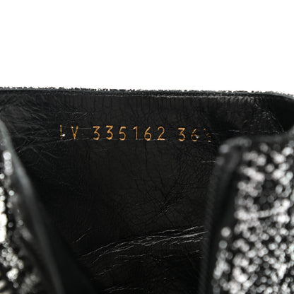 Saint Laurent Metallic Snakeskin Embossed Calfskin Pointed Toe Ankle Boots 36.5 Black Silver 8 of 9