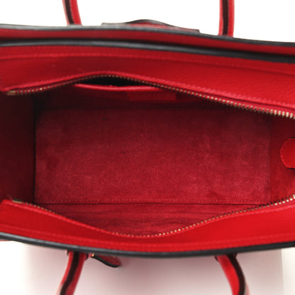 Celine Drummed Calfskin Nano Luggage Coquelicot 4 of 4