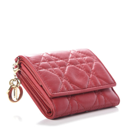 Christian Dior Lambskin Cannage Lady Dior Lotus Wallet Rusty Red 4 of 6