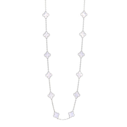 Van Cleef & Arpels 18K White Gold Chalcedony 20 Motifs Vintage Alhambra Necklace 1 of 5