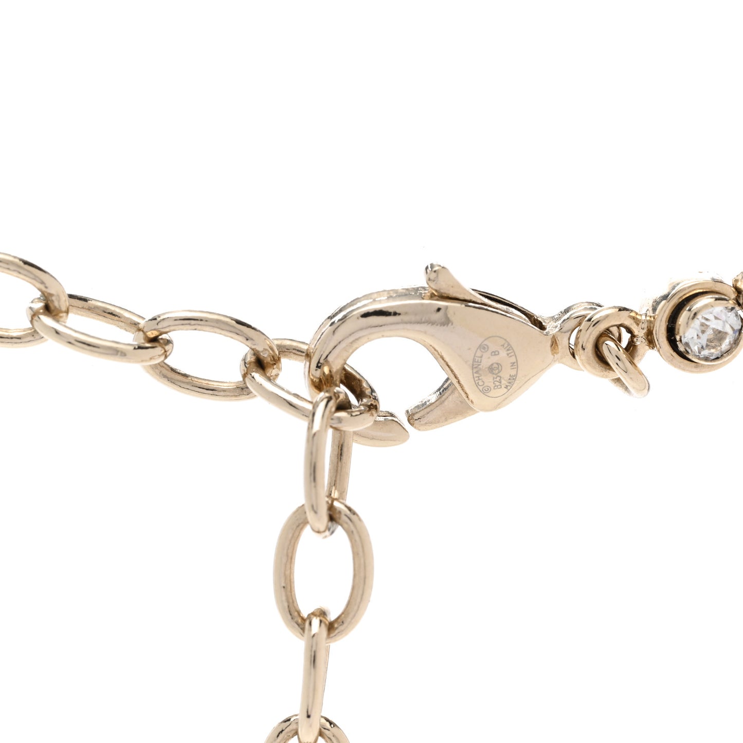 Metal Crystal CC Choker Necklace Gold