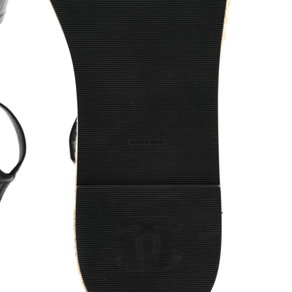 Chanel Lambskin Cap Toe CC Espadrilles Sandals 41 Black 6 of 9