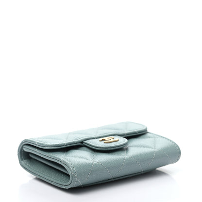 Chanel Iridescent Caviar Quilted Flap Card Holder Wallet Light Blue 7 of 14
