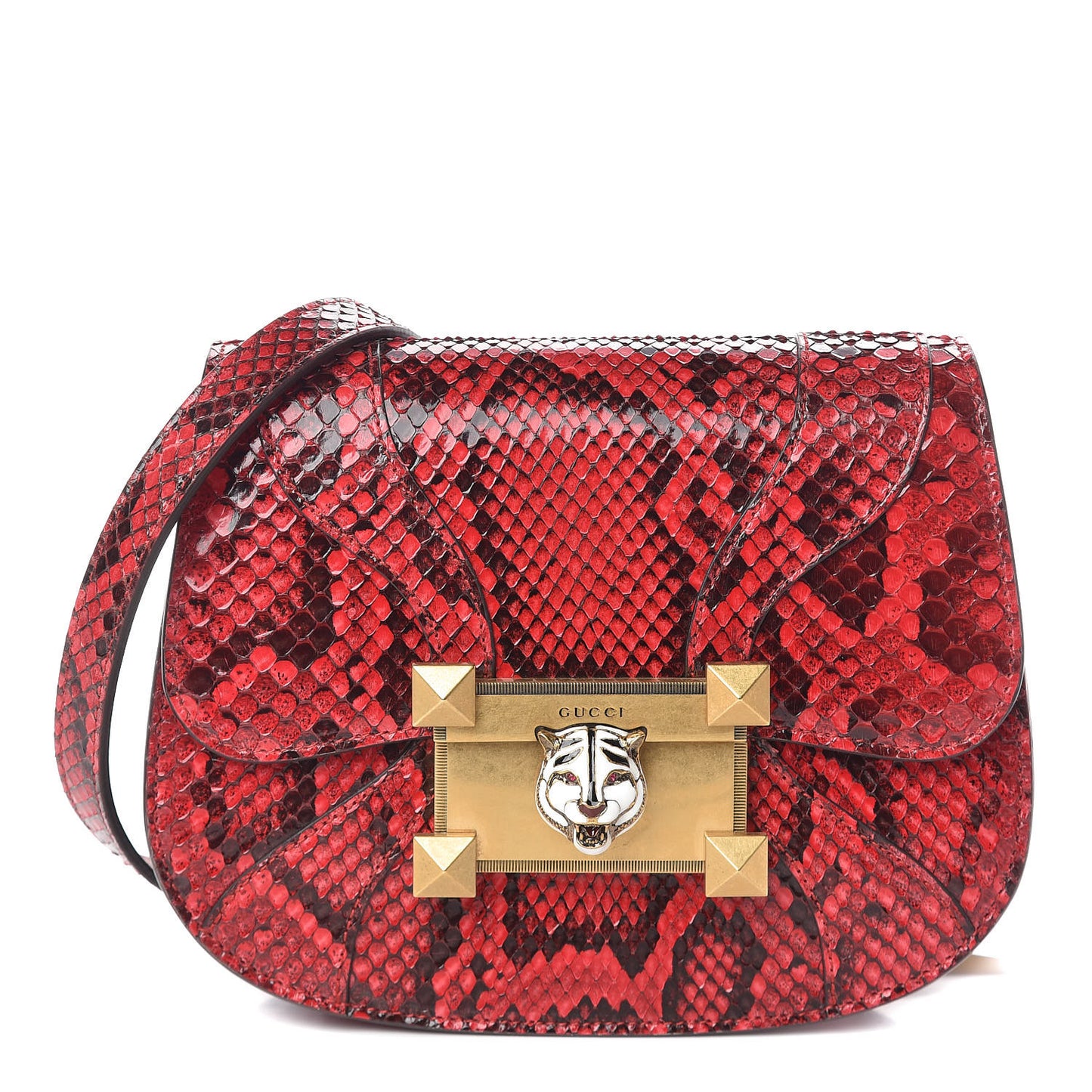 Elaphe Radiata Small Osiride Shoulder Bag Hibiscus Red