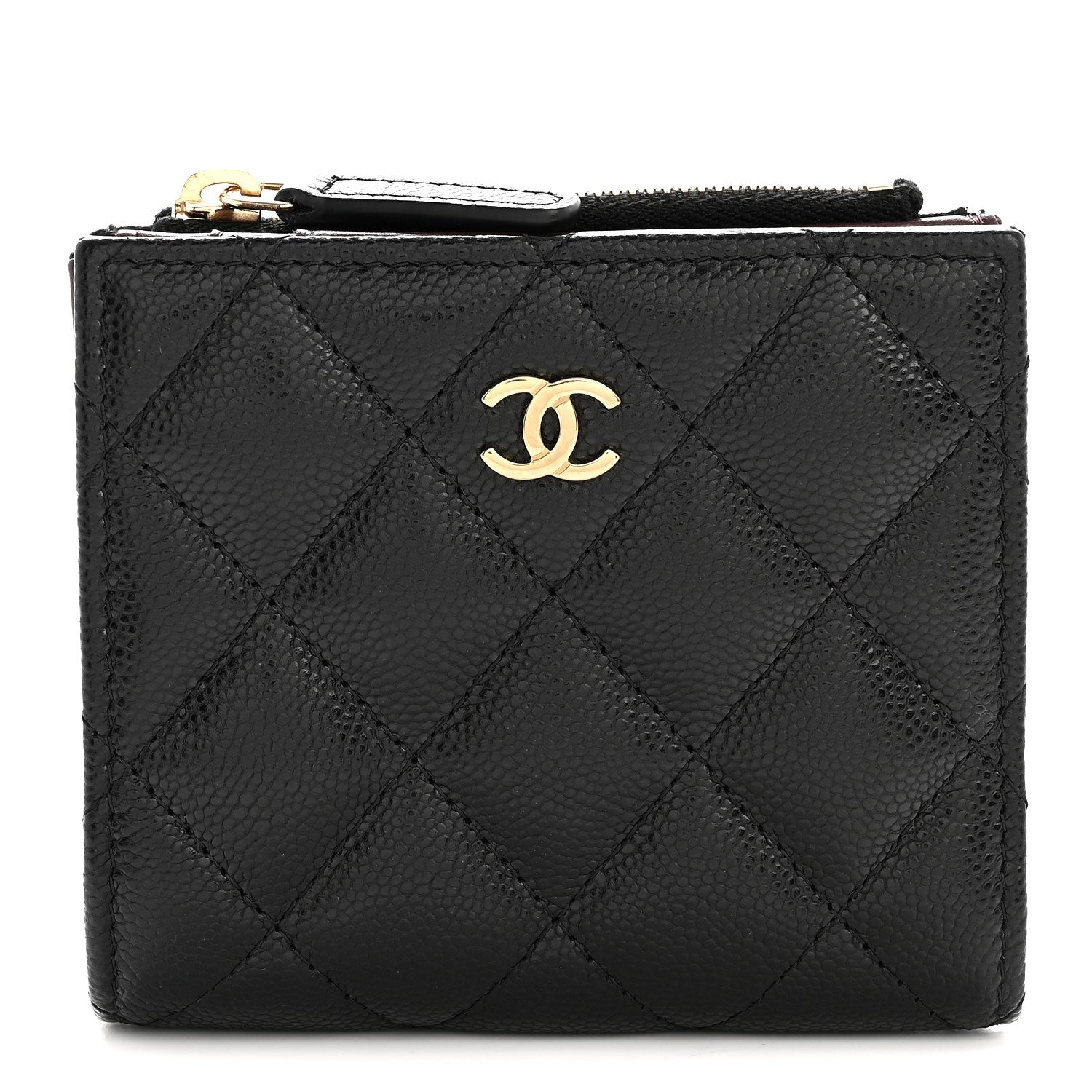 Chanel Caviar Quilted CC Zip Compact Wallet Black 1 of 8