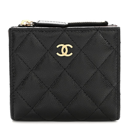 Chanel Caviar Quilted CC Zip Compact Wallet Black 1 of 8