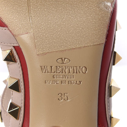 Valentino Garavani Nappa Rockstud Ankle Strap Pumps 35 Rosso Poudre 6 of 8