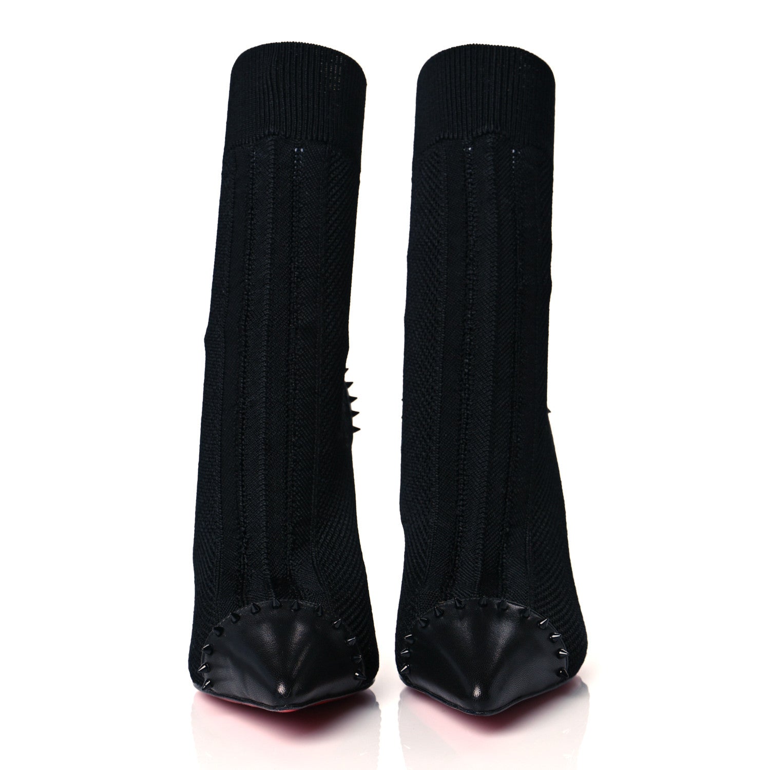 Christian Louboutin Shiny Nappa Maille Tricot Dovi Dova 100 Ankle Boots 39 Black 2 of 6