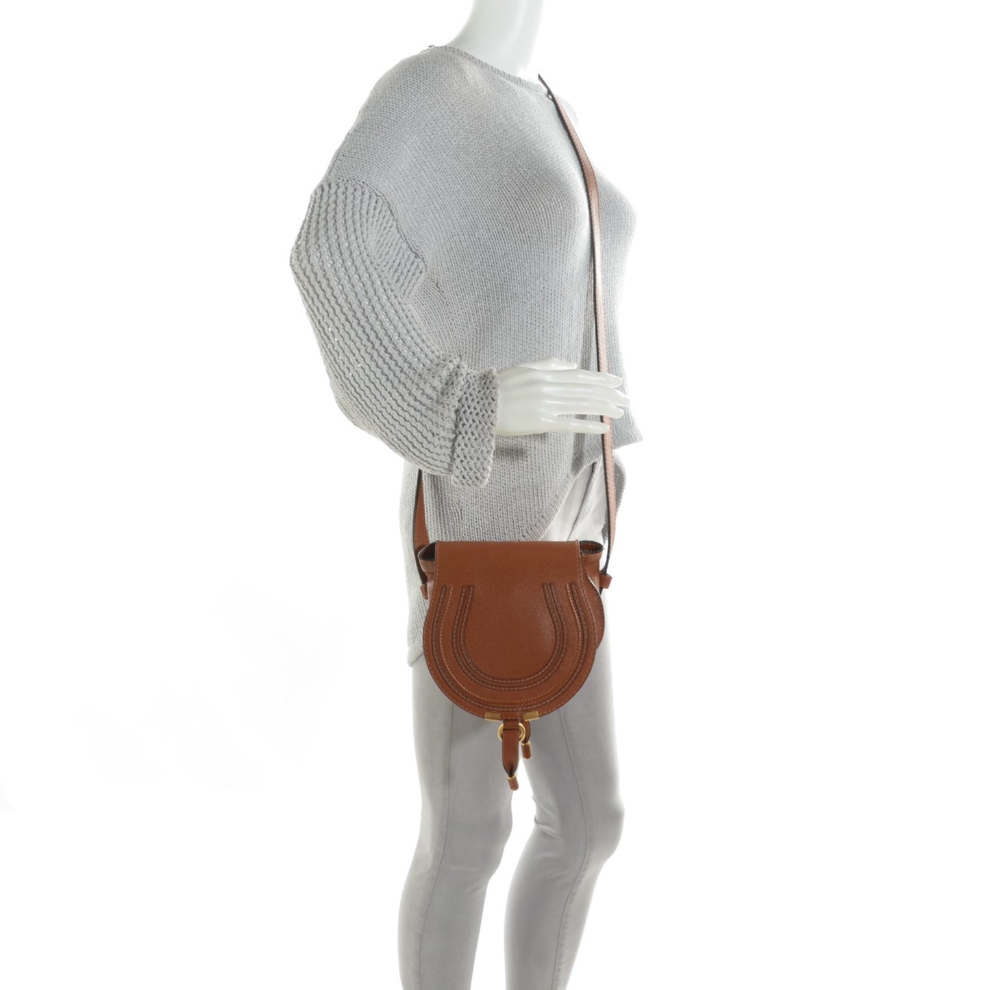Calfskin Mini Marcie Round Crossbody Bag Tan