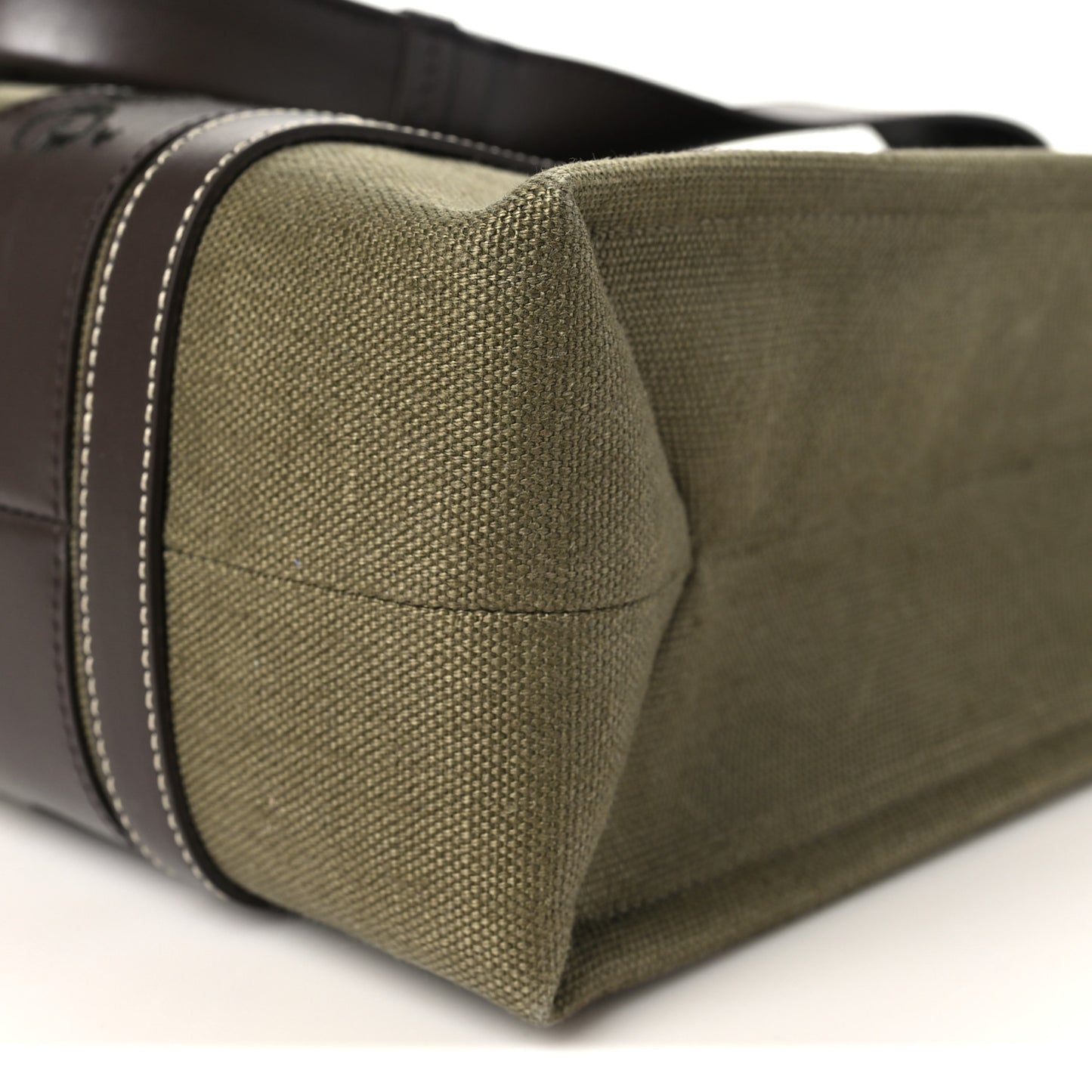 Linen Calfskin Medium Woody Tote Warm Green
