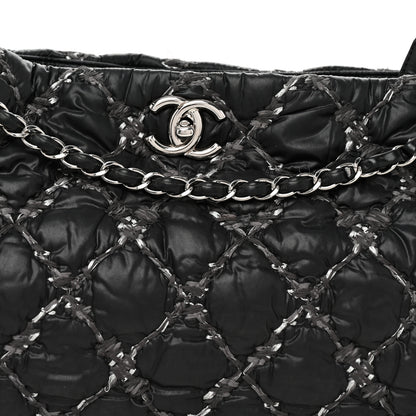 Chanel Nylon Quilted Tweed Stitch Bubble Tote Black 8 of 13