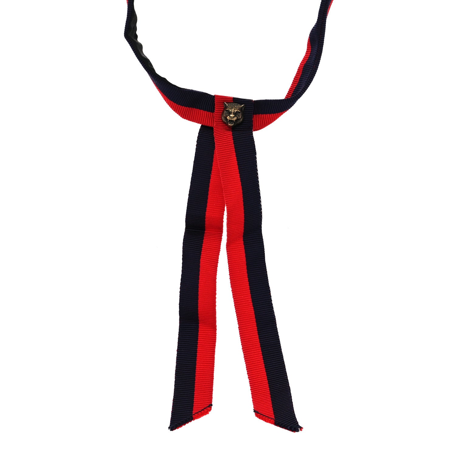 Gucci Grosgrain Web Feline Neck Bow Blue Red 1 of 6