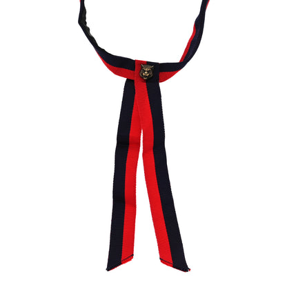 Gucci Grosgrain Web Feline Neck Bow Blue Red 1 of 6