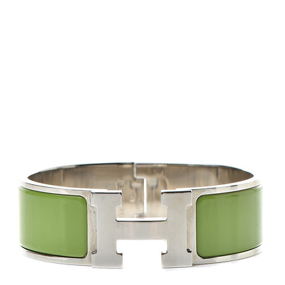 Hermes Enamel Wide Clic Clac H Bracelet GM Vert Anis 1 of 5