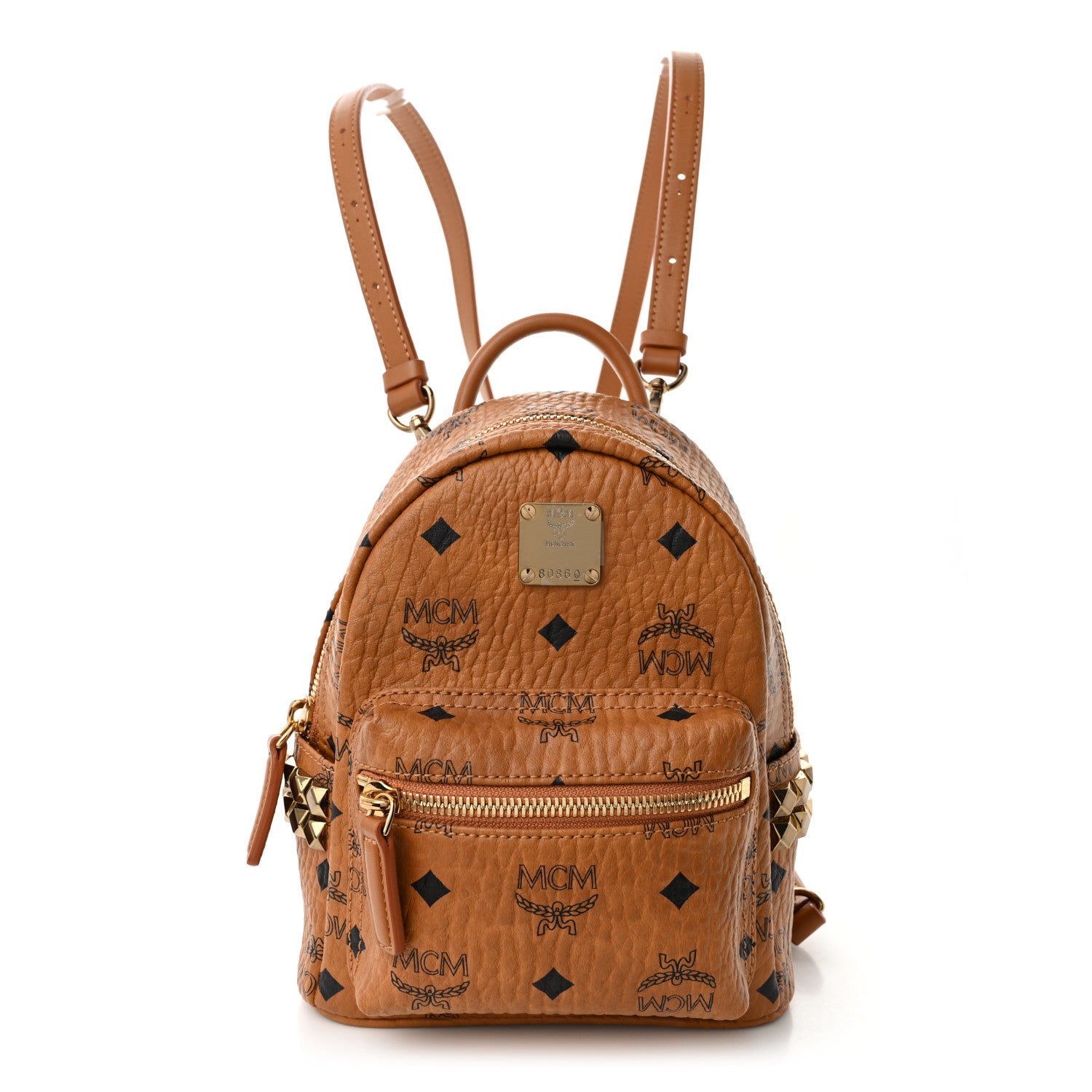 MCM Visetos Side Stud X-Mini Stark Backpack Cognac 1 of 11