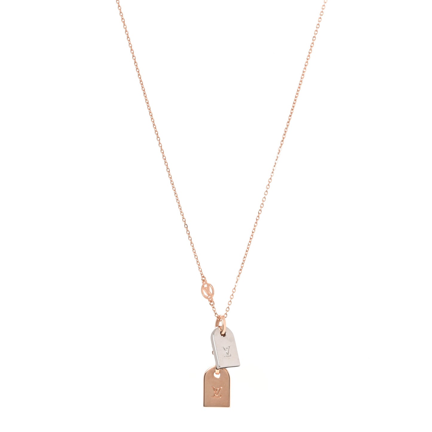 Crystal Precious Nanogram Name Tag Necklace Rose Gold Silver