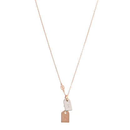 Louis Vuitton Crystal Precious Nanogram Name Tag Necklace Rose Gold Silver 1 of 6