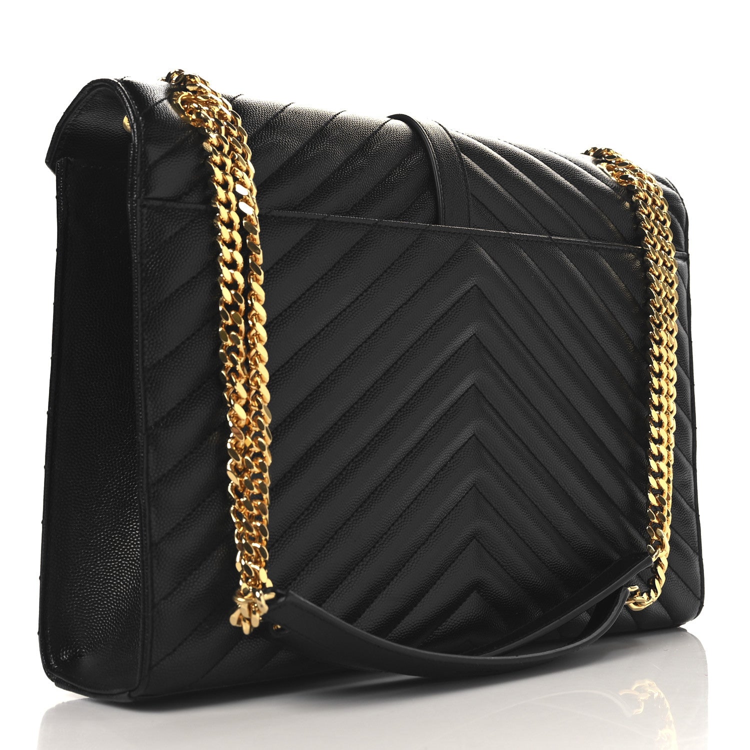 Saint Laurent Grain De Poudre Textured Mixed Matelasse Large Triquilt Monogram Satchel Black 3 of 10