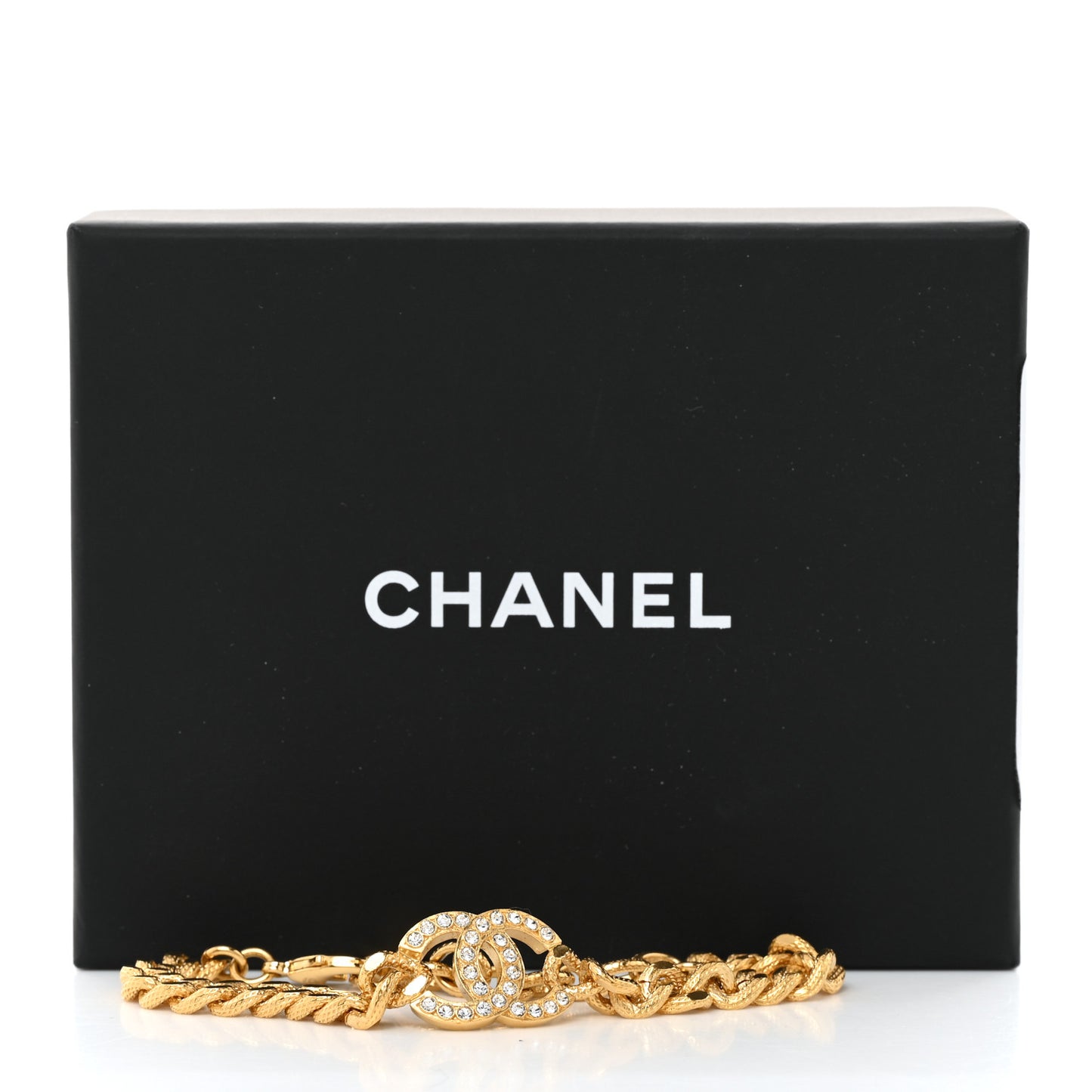 Crystal CC Chain Link Bracelet Gold