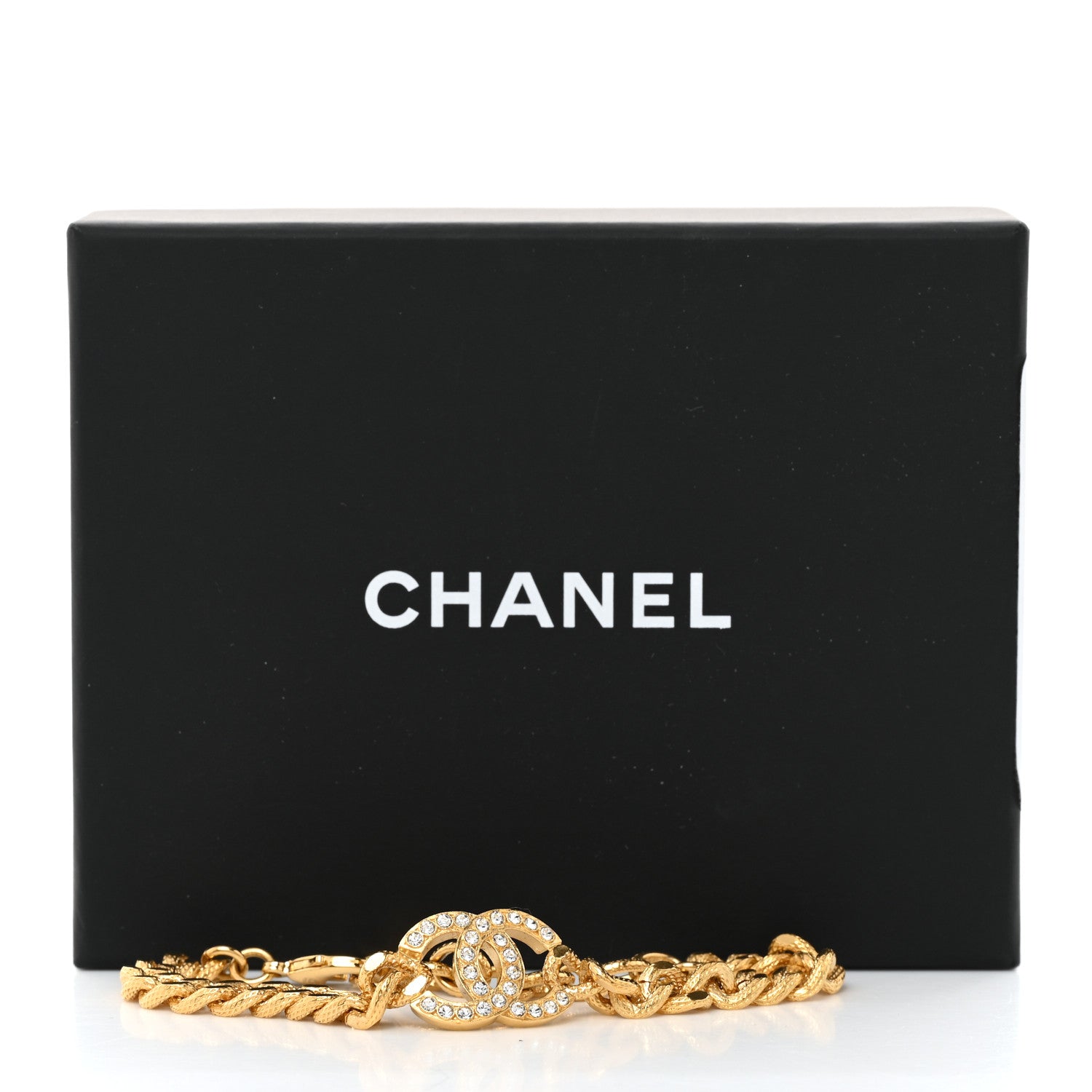 Chanel Crystal CC Chain Link Bracelet Gold 6 of 6