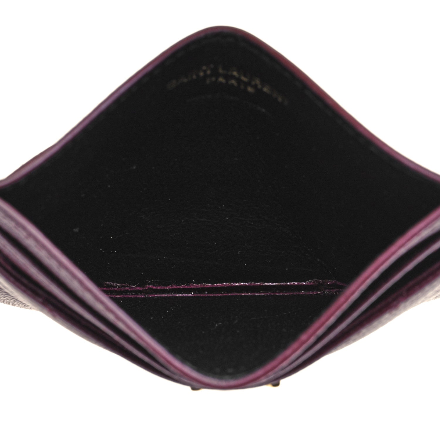 Saint Laurent Grain De Poudre Matelasse Chevron Monogram Credit Card Case Bordeaux 5 of 8
