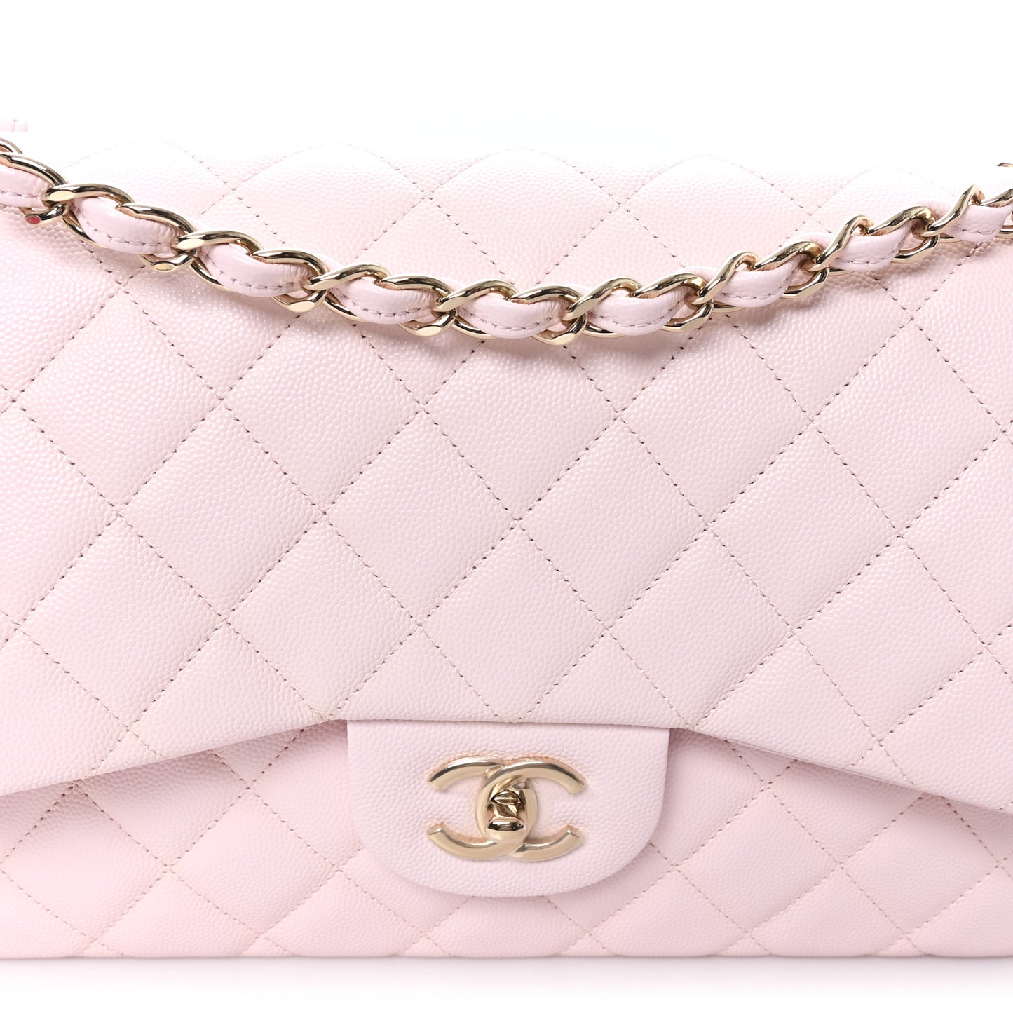 Caviar Quilted Jumbo Double Flap Light Pink