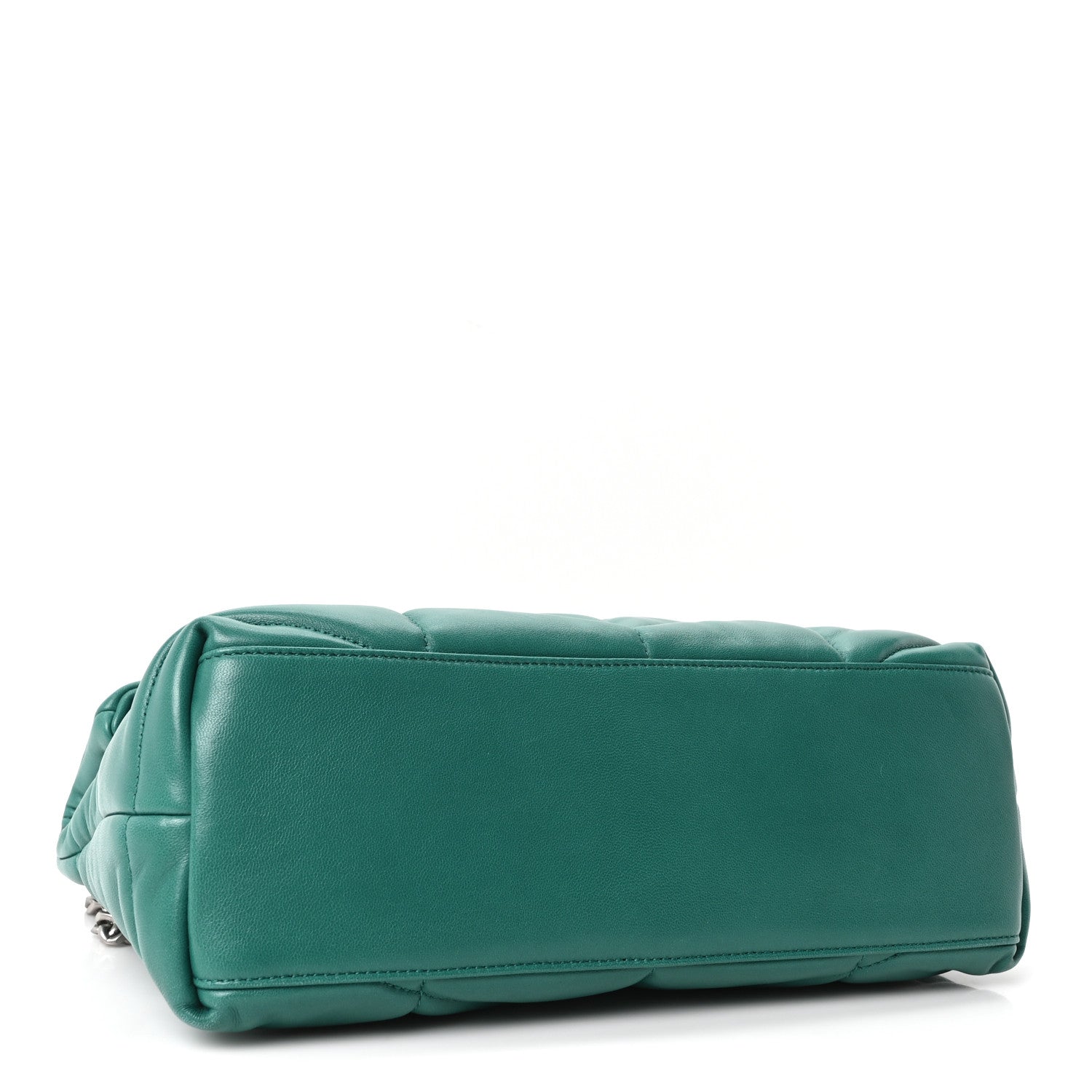 Saint Laurent Lambskin Quilted Small Loulou Puffer Monogram Chain Satchel Green Field 4 of 10
